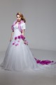 Elegant Satin Organza Strapless A-Line Short Sleeve Wedding Dresses 2030666