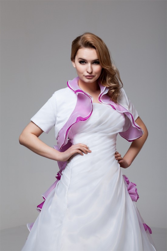 Elegant Satin Organza Strapless A-Line Short Sleeve Wedding Dresses 2030666 Elegant Satin Organza Strapless A-Line Short Sleeve Wedding Dresses 2030666