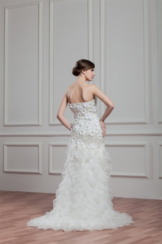 Elegant Sleeveless Mermaid/Trumpet Satin Organza Beaded Wedding Dresses 2030672 Elegant Sleeveless Mermaid/Trumpet Satin Organza Beaded Wedding Dresses 2030672