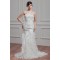 Elegant Sleeveless Mermaid/Trumpet Satin Organza Beaded Wedding Dresses 2030672