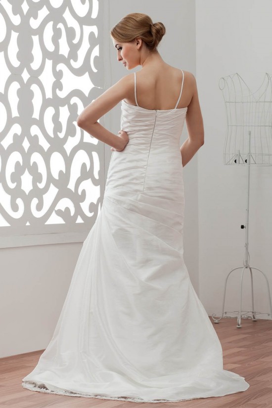 Elegant Sleeveless Sweetheart Taffeta Lace A-Line Wedding Dresses 2030674