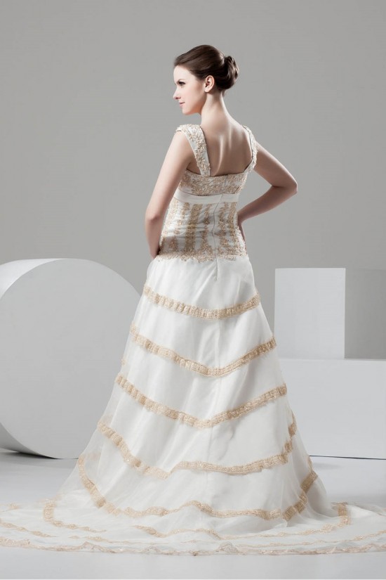 Fantastic A-Line Satin Organza Straps Lace Wedding Dresses 2030677 Fantastic A-Line Satin Organza Straps Lace Wedding Dresses 2030677