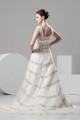 Fantastic A-Line Satin Organza Straps Lace Wedding Dresses 2030677