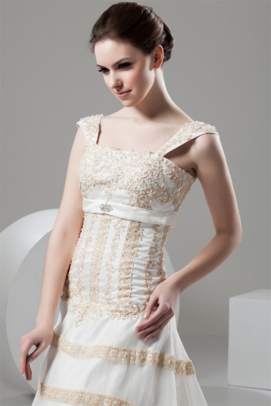 Fantastic A-Line Satin Organza Straps Lace Wedding Dresses 2030677 Fantastic A-Line Satin Organza Straps Lace Wedding Dresses 2030677