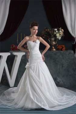 Fantastic A-Line Satin Taffeta Sweetheart Sleeveless Wedding Dresses 2030679