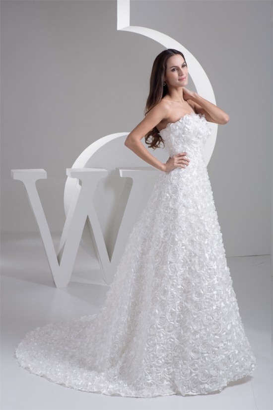 Fantastic A-Line Sleeveless Netting Strapless Wedding Dresses 2030682