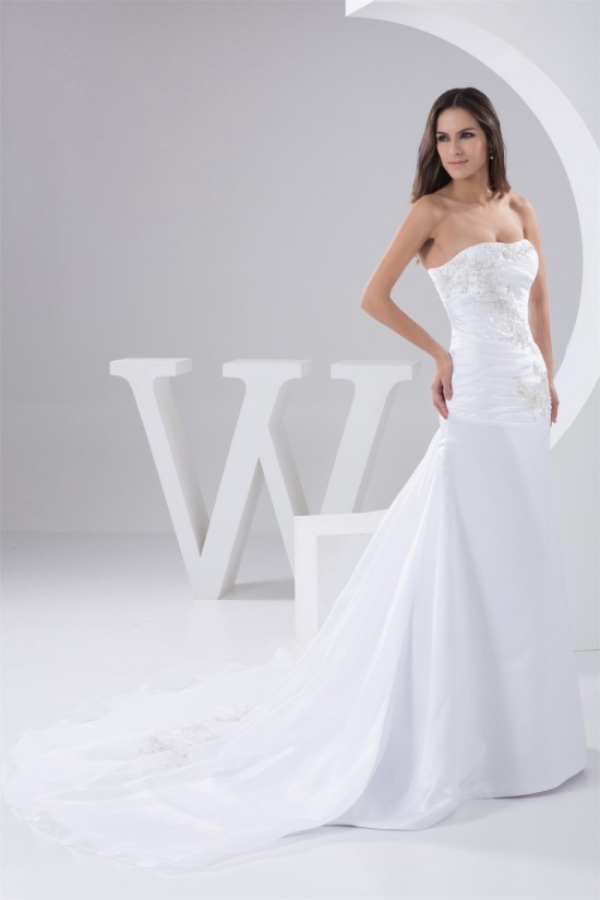 Fantastic A-Line Soft Sweetheart Satin Sleeveless Lace Wedding Dresses 2030684