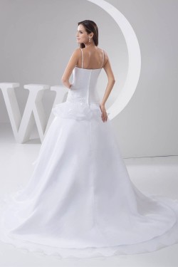 Fantastic A-Line Spaghetti Straps Sleeveless Satin Wedding Dresses 2030685