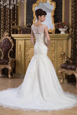 Fantastic Beaded Lace Sleeveless Portrait Wedding Dresses 2030687