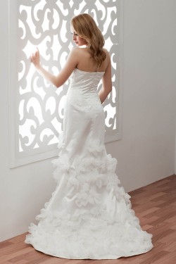 Fantastic Satin Organza A-Line Sleeveless Sweetheart Wedding Dresses 2030689