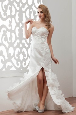 Fantastic Satin Organza A-Line Sleeveless Sweetheart Wedding Dresses 2030689