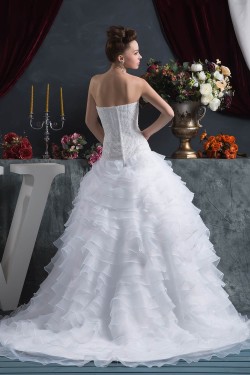 Fantastic Satin Organza Ball Gown Sleeveless Sweetheart Beaded Wedding Dresses 2030690