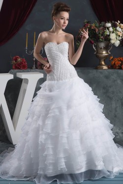 Fantastic Satin Organza Ball Gown Sleeveless Sweetheart Beaded Wedding Dresses 2030690