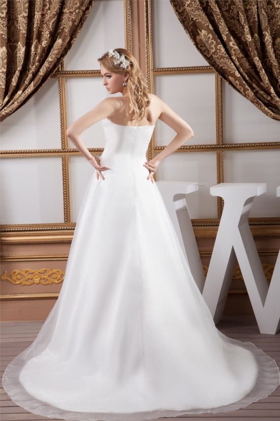 Fantastic Satin Organza Strapless A-Line Sleeveless Wedding Dresses 2030691 Fantastic Satin Organza Strapless A-Line Sleeveless Wedding Dresses 2030691