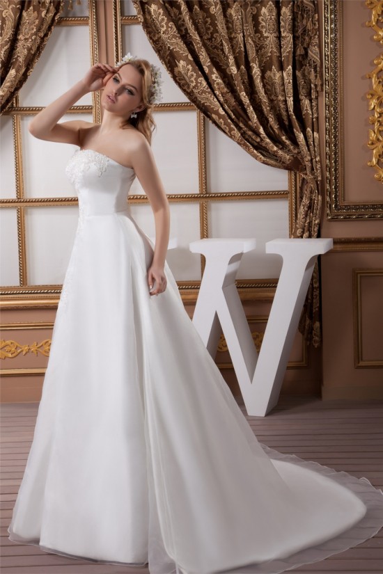 Fantastic Satin Organza Strapless A-Line Sleeveless Wedding Dresses 2030691 Fantastic Satin Organza Strapless A-Line Sleeveless Wedding Dresses 2030691