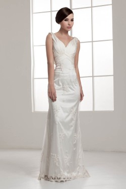 Fantastic Sleeveless Sheath/Column Straps Lace Wedding Dresses 2030692