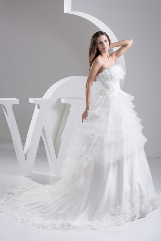 Fantastic Strapless Satin Fine Netting Sleeveless Lace Wedding Dresses 2030694 Fantastic Strapless Satin Fine Netting Sleeveless Lace Wedding Dresses 2030694