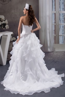 Fantastic Strapless Sleeveless A-Line Satin Wedding Dresses 2030695