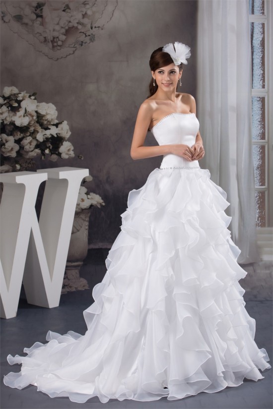 Fantastic Strapless Sleeveless A-Line Satin Wedding Dresses 2030695 Fantastic Strapless Sleeveless A-Line Satin Wedding Dresses 2030695