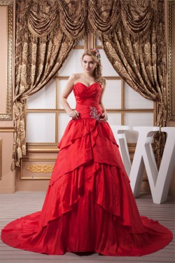 Fantastic Taffeta Ball Gown Sleeveless Sweetheart Wedding Dresses 2030696