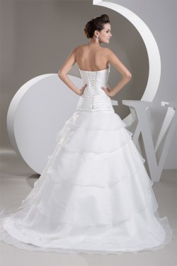 A-Line Satin Sleeveless Strapless Sweet Wedding Dresses 2030697