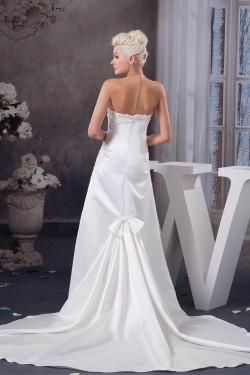 A-Line Satin Sweetheart Sleeveless Sweet Wedding Dresses 2030698