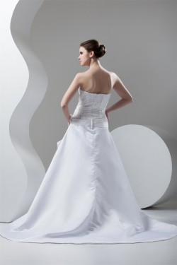 Fashionable A-Line Strapless Satin Sleeveless Wedding Dresses 2030702
