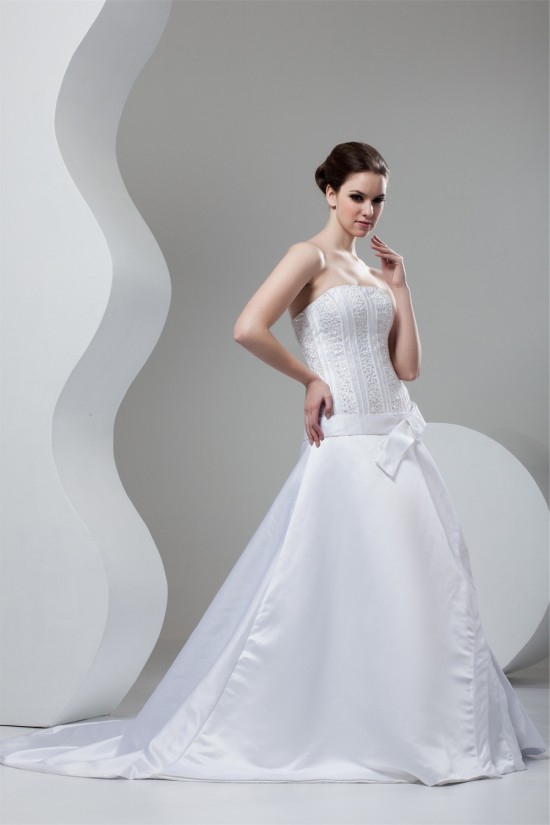 Fashionable A-Line Strapless Satin Sleeveless Wedding Dresses 2030702 Fashionable A-Line Strapless Satin Sleeveless Wedding Dresses 2030702