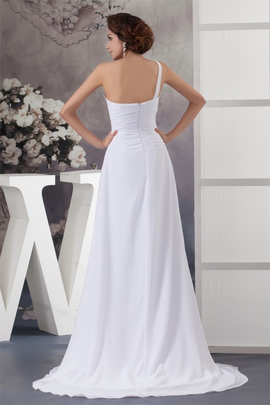 Fashionable One-Shoulder Chiffon Sleeveless A-Line Sweet Wedding Dresses 2030703 Fashionable One-Shoulder Chiffon Sleeveless A-Line Sweet Wedding Dresses 2030703