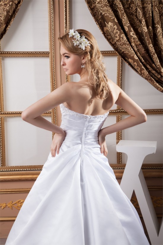 Fashionable Satin A-Line Sweetheart Sleeveless Sweet Wedding Dresses 2030704