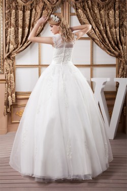 Fashionable Ball Gown Square Satin Organza Lace Wedding Dresses 2030707