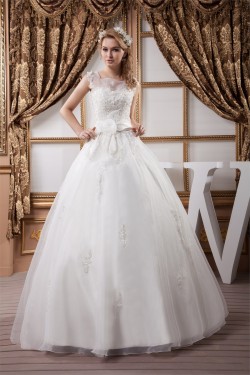 Fashionable Ball Gown Square Satin Organza Lace Wedding Dresses 2030707