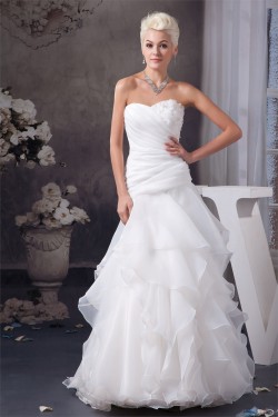 Fashionable Sweetheart Sleeveless Satin A-Line Sweet Wedding Dresses 2030709