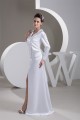 Floor-Length A-Line V-Neck Covered Buttons Wedding Dresses 2030710