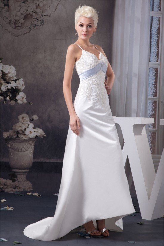 A-Line Spaghetti Straps Sleeveless Lace Wedding Dresses 2030718