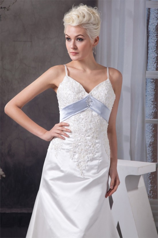 A-Line Spaghetti Straps Sleeveless Lace Wedding Dresses 2030718
