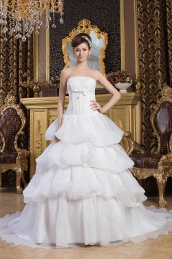 A-Line Strapless Satin Sleeveless Wedding Dresses 2030719