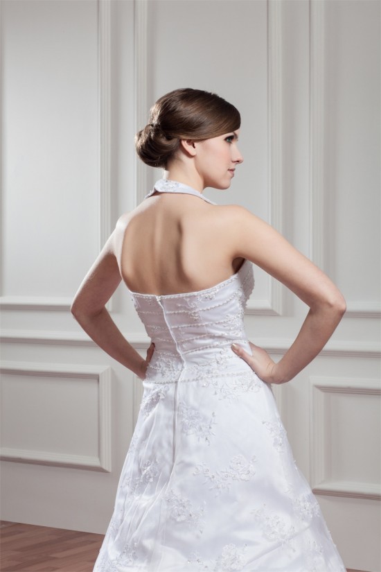 A-Line Satin Organza Sleeveless Halter Beaded Lace Wedding Dresses 2030720 A-Line Satin Organza Sleeveless Halter Beaded Lace Wedding Dresses 2030720