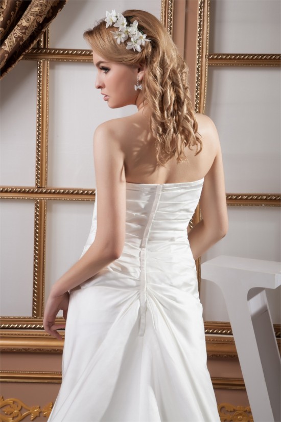 A-Line Sweetheart Sleeveless Chapel Train Beaded Wedding Dresses 2030721