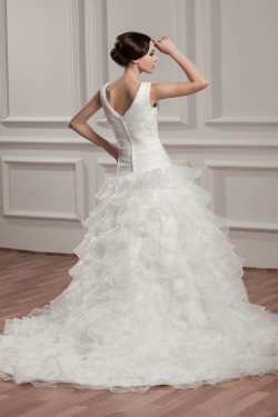 A-Line Sleeveless V-Neck Chapel Train Wedding Dresses 2030722