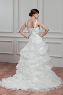 Great A-Line Sleeveless Straps Satin Organza Wedding Dresses 2030723