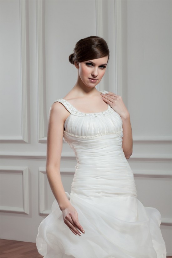 Great A-Line Sleeveless Straps Satin Organza Wedding Dresses 2030723 Great A-Line Sleeveless Straps Satin Organza Wedding Dresses 2030723