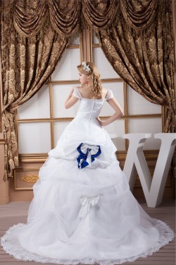 Great Ball Gown Soft Sweetheart Satin Organza Cap Sleeve Wedding Dresses 2030724