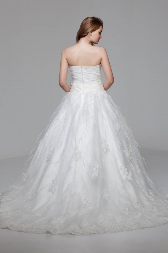 Great Ball Gown Soft Sweetheart Satin Organza Lace Wedding Dresses 2030725