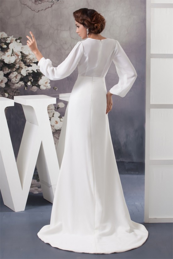 Sheath/Column Long Sleeve Sweep Train Best Wedding Dresses 2030726 Sheath/Column Long Sleeve Sweep Train Best Wedding Dresses 2030726