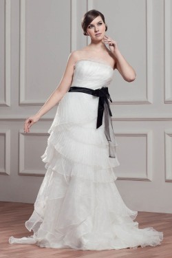 Great Satin Organza A-Line Strapless Sleeveless Wedding Dresses 2030727