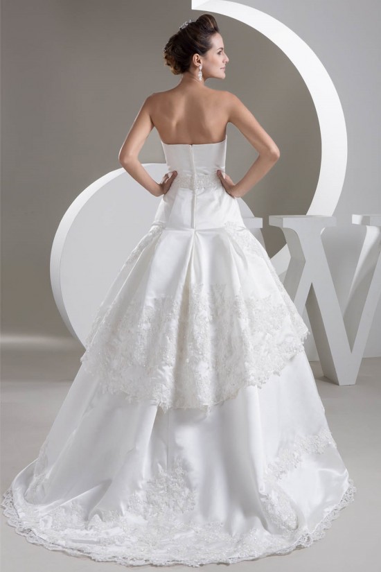 A-Line Great Satin Lace Strapless Sleeveless Wedding Dresses 2030728
