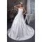 A-Line Soft Sleeveless Satin Strapless Chapel Train Wedding Dresses 2030730