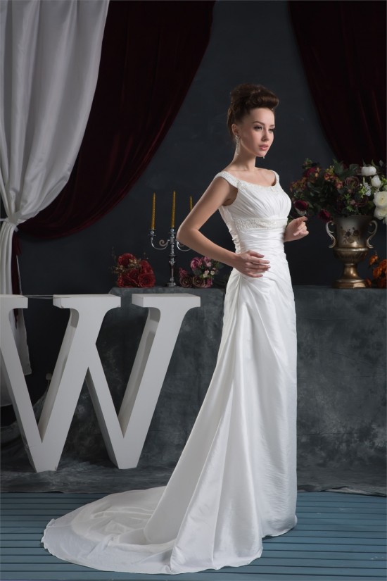 A-Line Great Sleeveless Taffeta Scoop Beaded Wedding Dresses 2030731 A-Line Great Sleeveless Taffeta Scoop Beaded Wedding Dresses 2030731