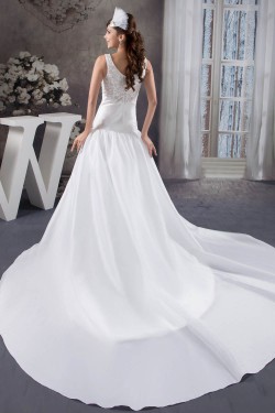 A-Line Straps Sleeveless Satin Taffeta Wedding Dresses 2030733